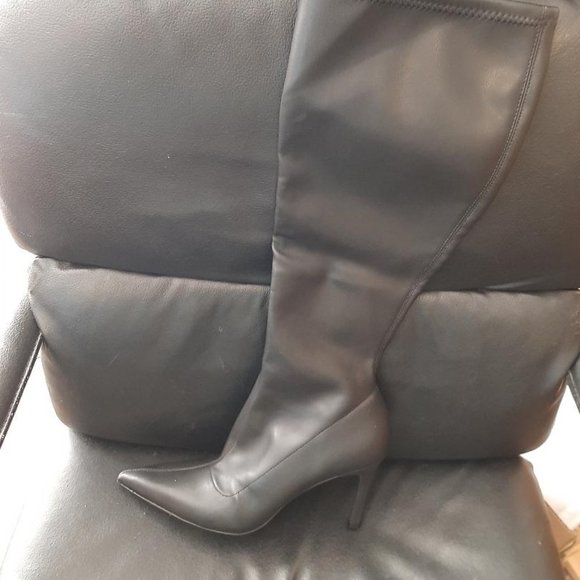 NEW ! Open Edit Viv Pointy Toe Boot Over Knee Black share Right-Arrow1 Size 9 - Picture 2 of 6